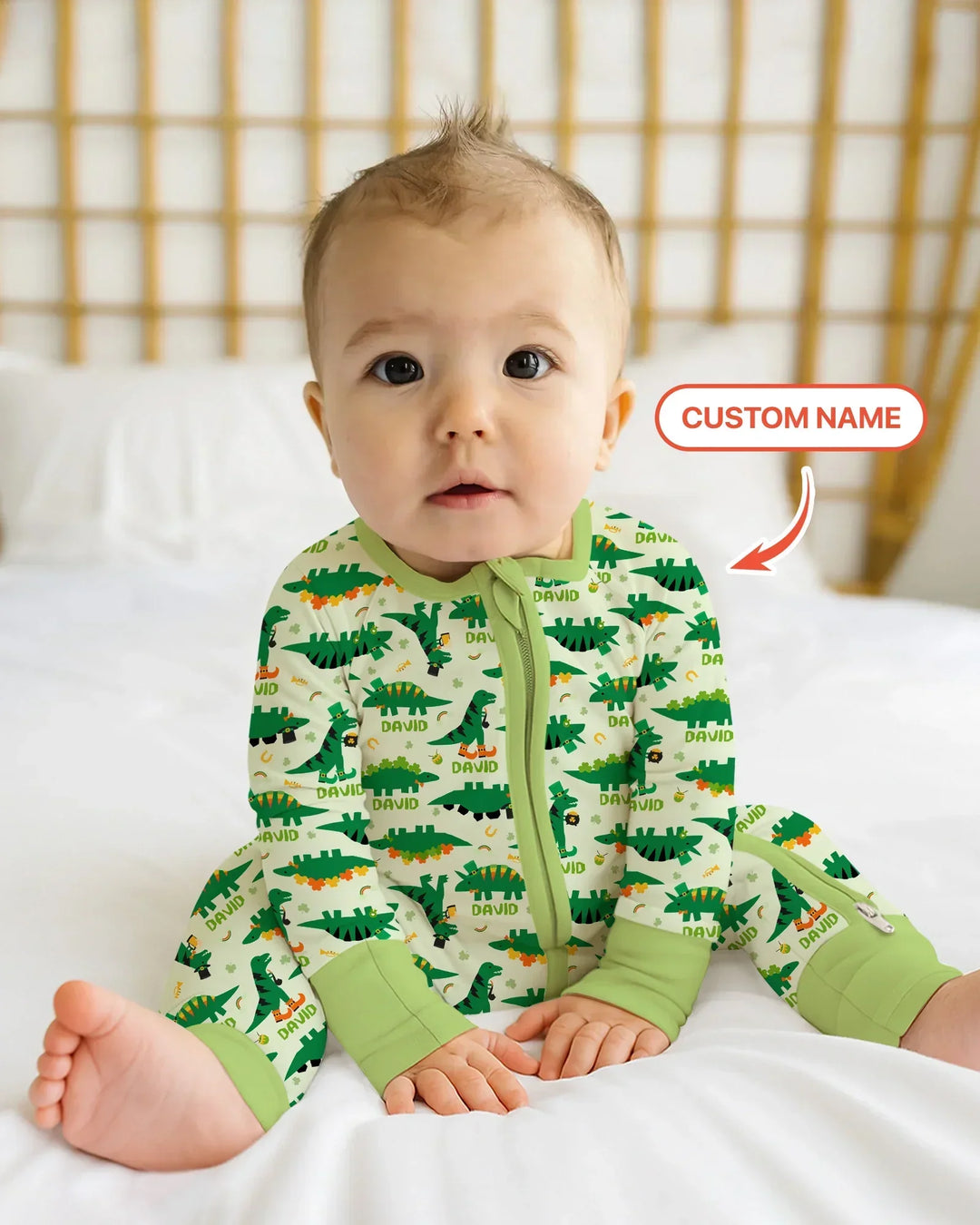 St. Patrick's Day Dinosaurs Custom Bamboo Convertible Zippy