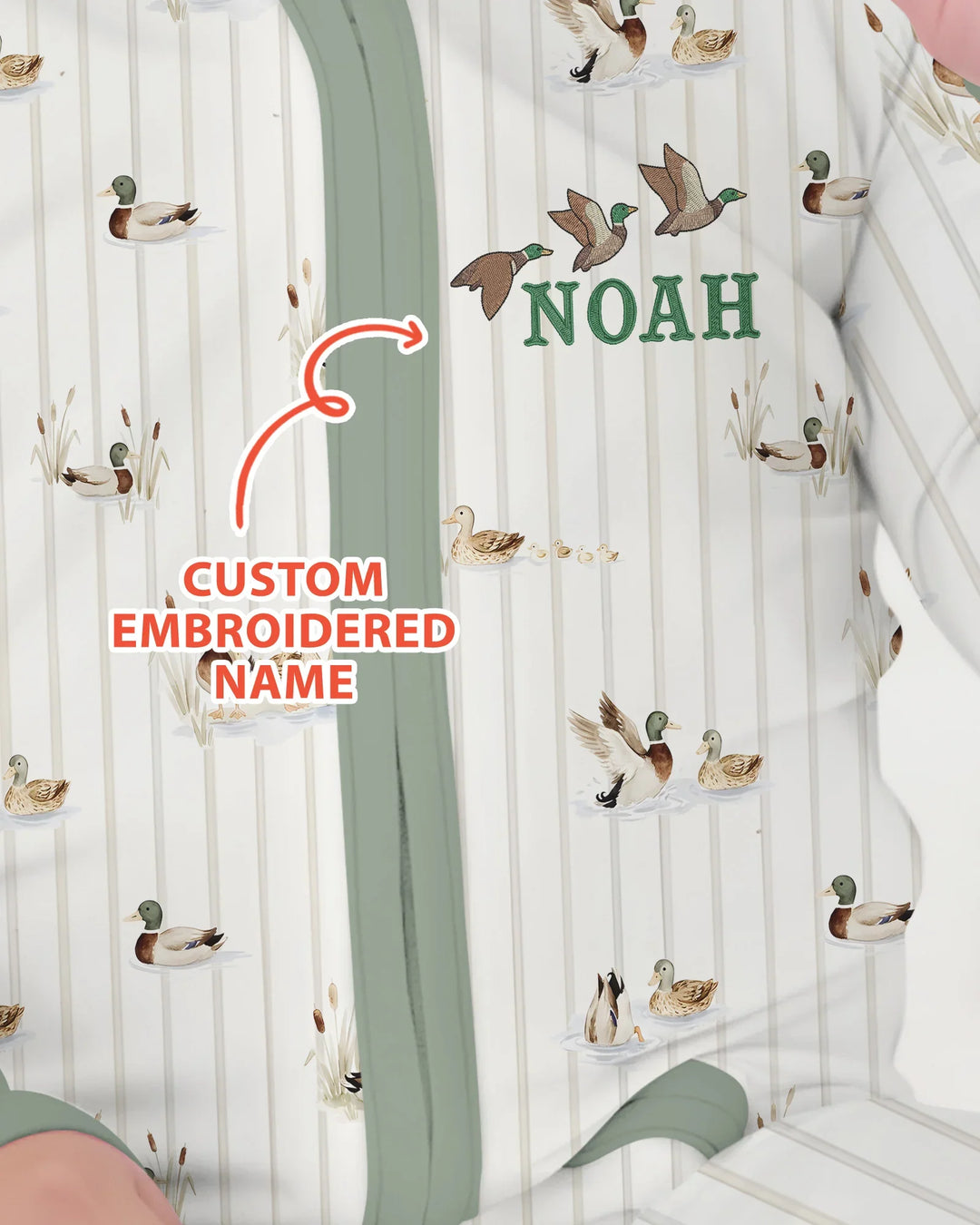 Custom Embroidered Name Mallard Duck  Bamboo Convertible Zippy