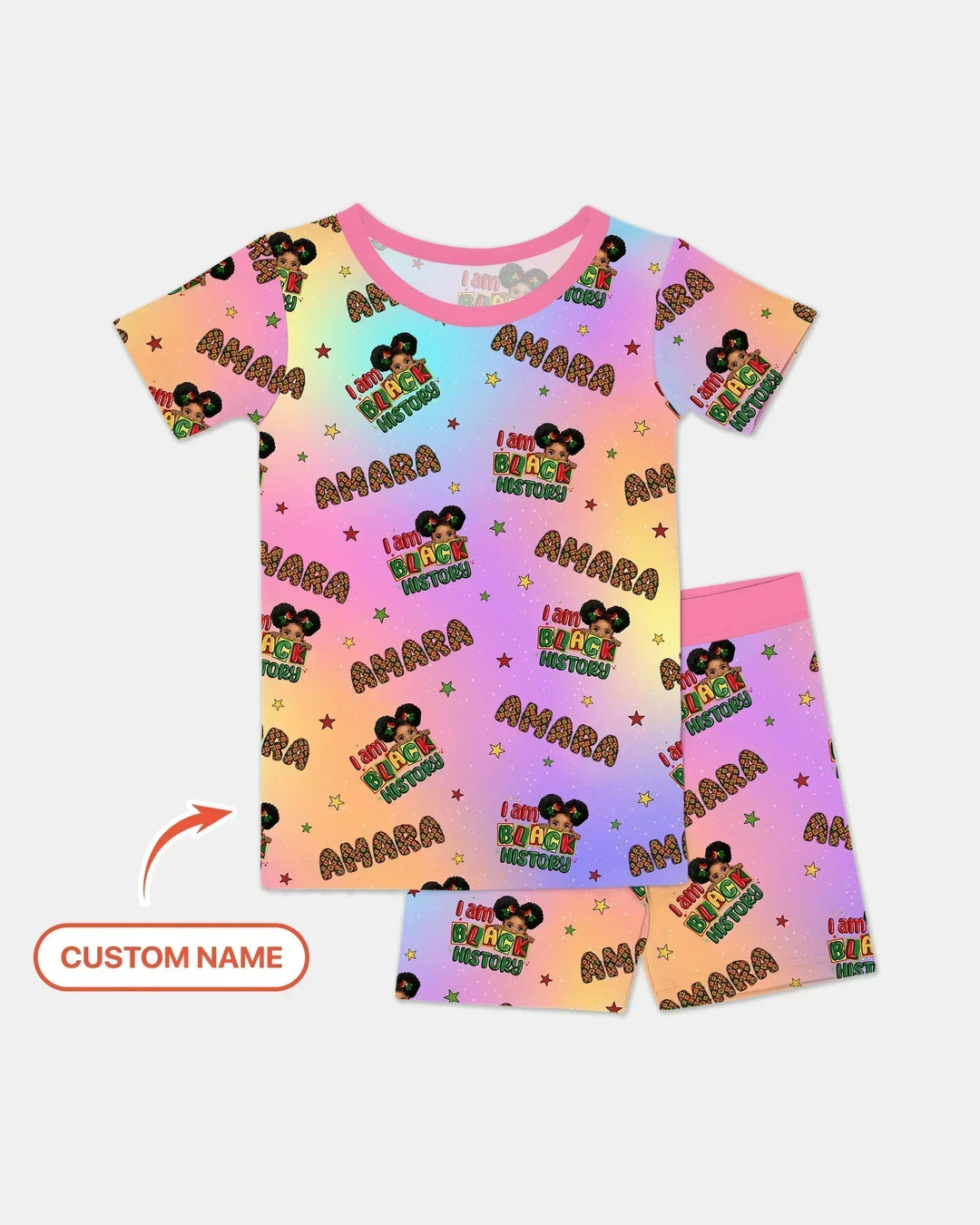 Custom Name I Am Black History Bamboo Two Piece Short Sleeve Shorts Pajama Set