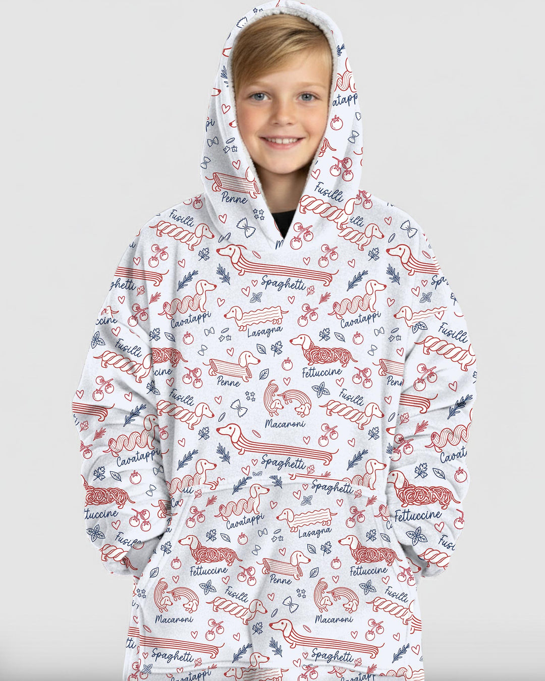 Funny Dachshund Pasta Pups Bamboo Blanket Hoodie