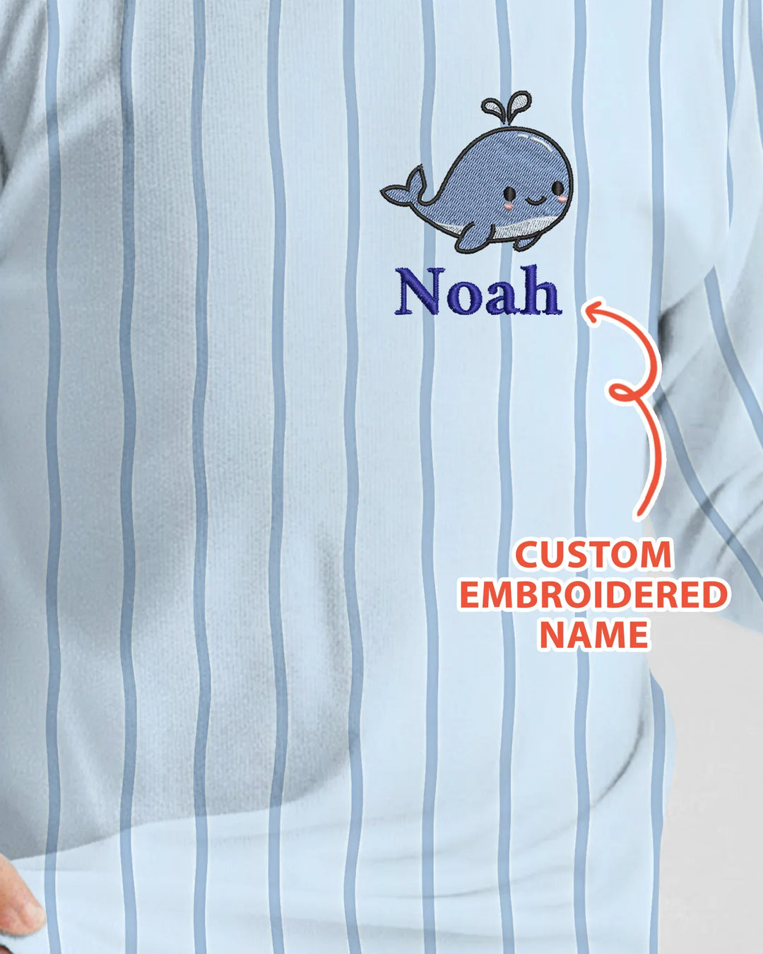 Custom Embroidered Name Marine Life Bamboo Two Piece Long Sleeve Pajama Set