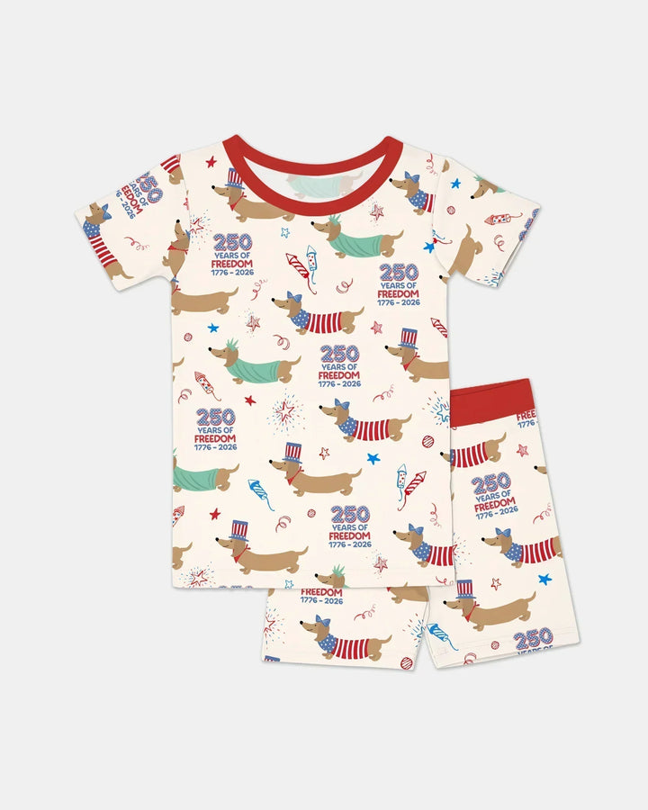 Zweiteiliges Pyjama-Set mit kurzen Ärmeln und Shorts im Sommer-Design