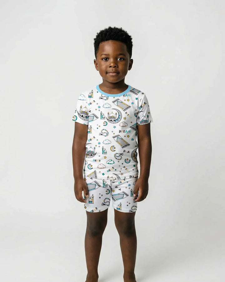 Dua, Dhikr, Dream Matching Family Bamboo Two Piece Short Sleeve Shorts Pajama Set