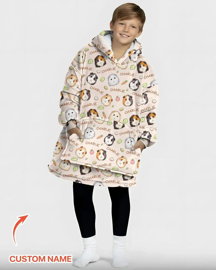 Personalisierbarer Name Süße Meerschweinchen Bambus Kuscheldecke Hoodie