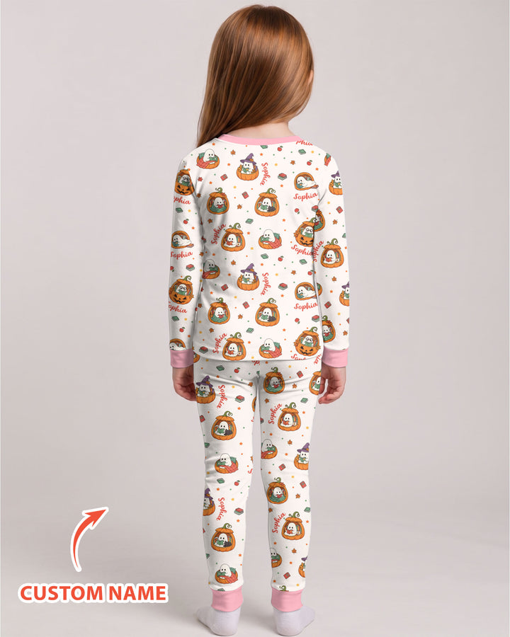 Bookish Boo Ghost Pumpkin Bamboo Two Piece Long Sleeve Pajama Set