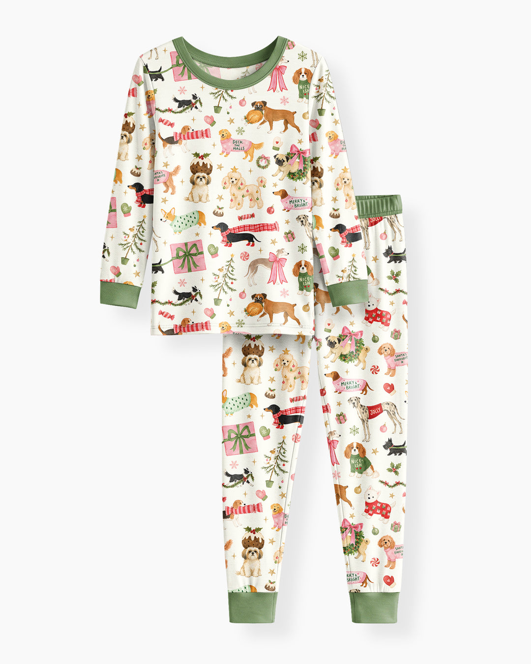 Festive Dog Merry Woofmas Bamboo Two Piece Long Sleeve Pajama Set