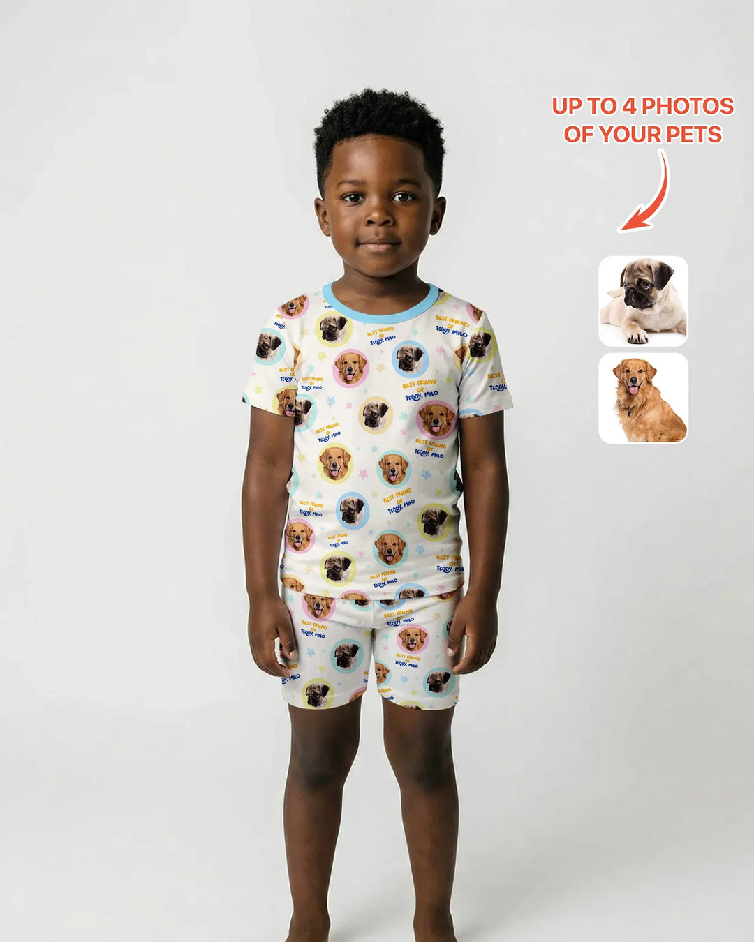 Zweiteiliges Pyjama-Set mit kurzen Ärmeln und Shorts im Sommer-Design
