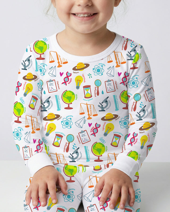 Tiny Scientist Explores The World Bamboo Two Piece Long Sleeve Pajama Set