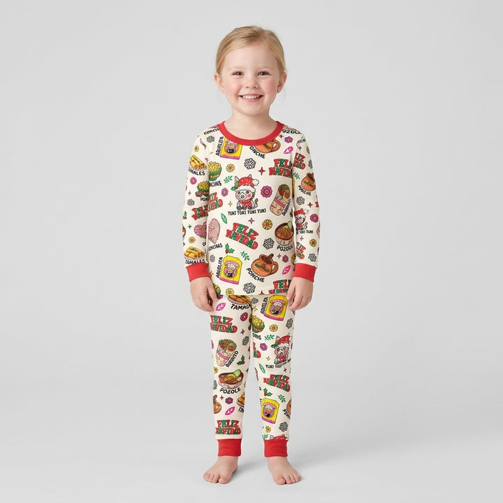 Mexican Christmas Feliz Navidad Bamboo Two Piece Long Sleeve Pajama Set
