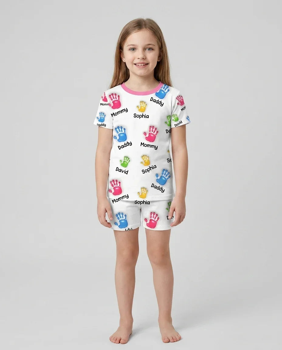 Zweiteiliges Pyjama-Set mit kurzen Ärmeln und Shorts im Sommer-Design
