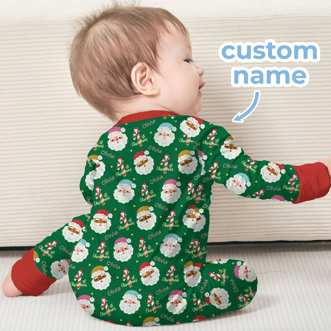Personalized 1st Christmas Two Piece Long Sleeve Pajama Set , Personalized 1st Christmas Two Piece Long Sleeve Pajama Set - 12-18M