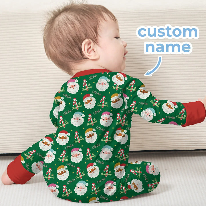 Personalized 1st Christmas Two Piece Long Sleeve Pajama Set , Personalized 1st Christmas Two Piece Long Sleeve Pajama Set - 12-18M