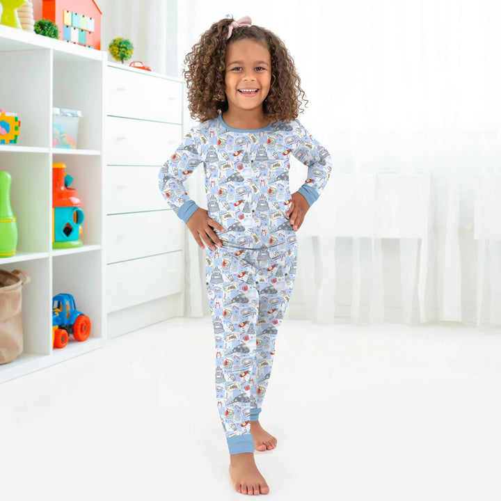 Zweiteiliges Langarm-Pyjama-Set mit Sommerfrüchten