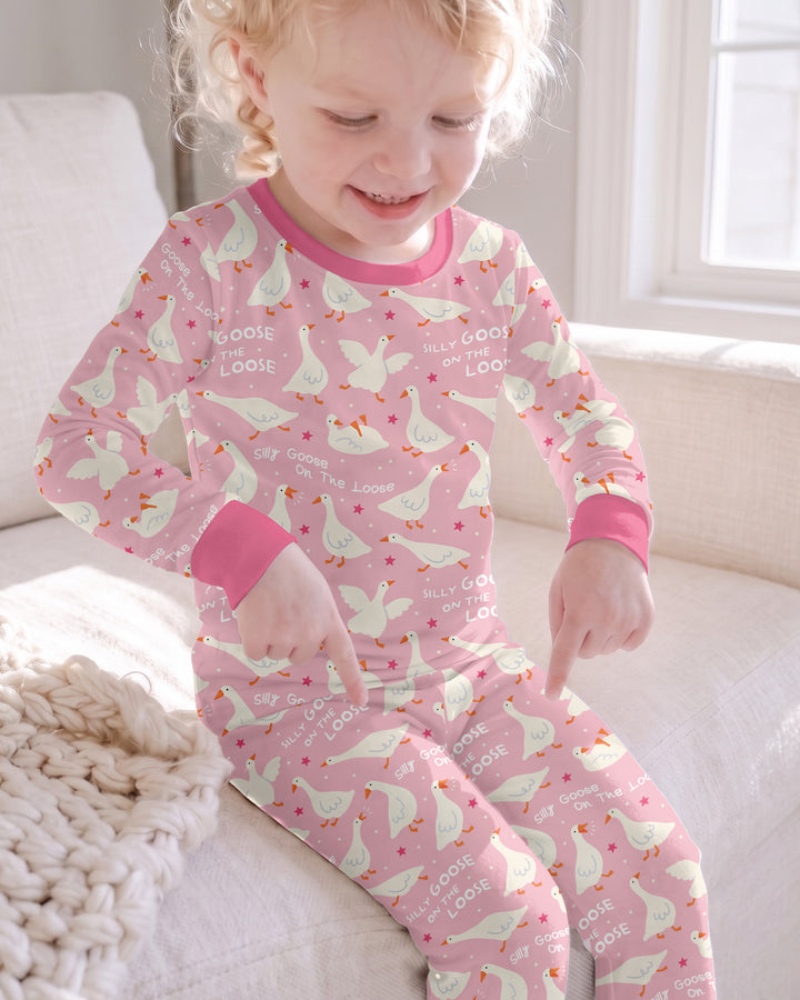 Silly Goose On The Loose Bamboo Two Piece Long Sleeve Pajama Set