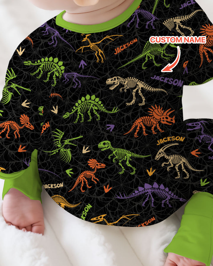 Dinosaur Skeleton Halloween Custom Name - Personalized Bamboo Convertible Zippy