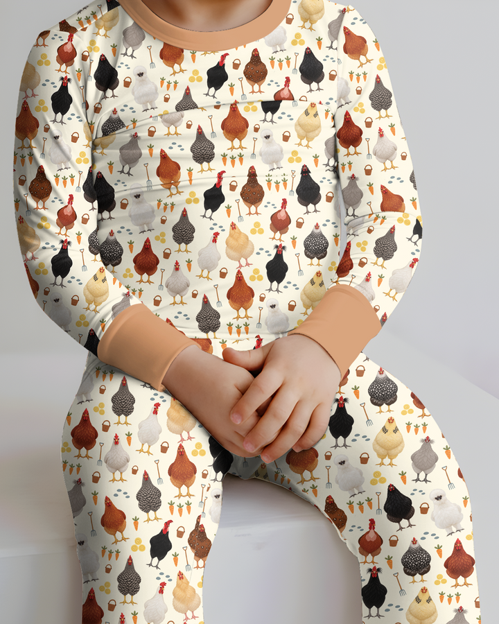 Little Chicken Farmer Bamboo Two Piece Long Sleeve Pajama Set