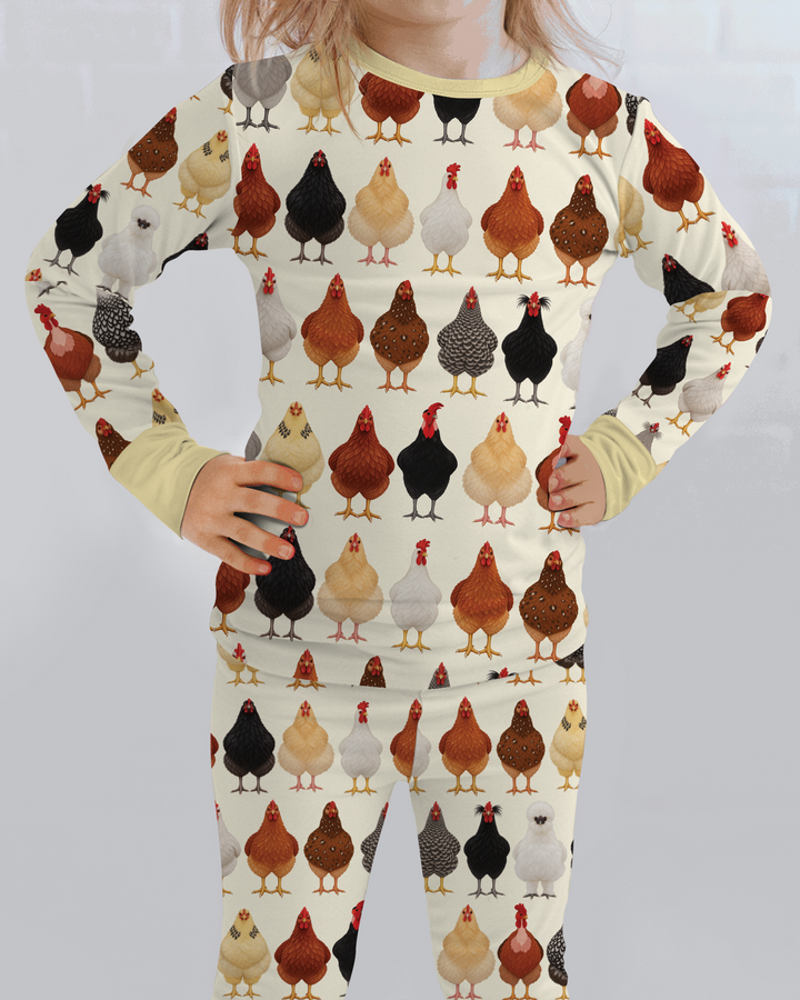 Cluckin' Cute Bamboo Two Piece Long Sleeve Pajama Set