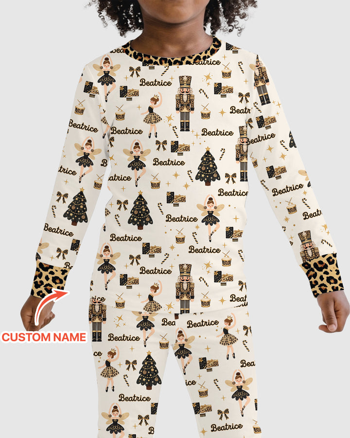 Custom Name Leopard Nutcracker Era Bamboo Two Piece Long Sleeve Pajama Set