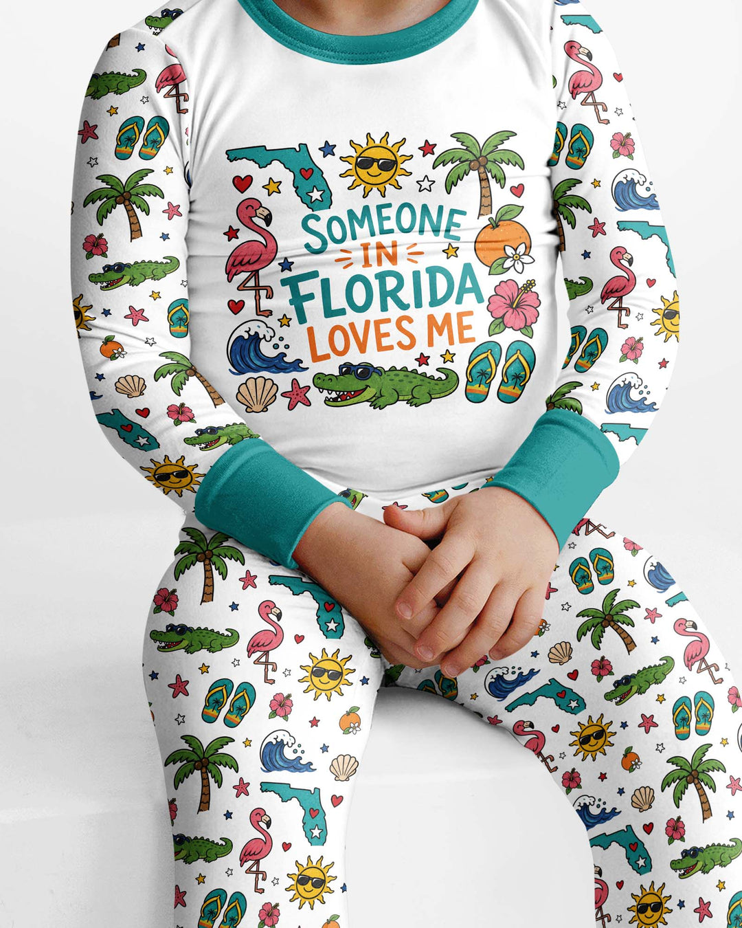 Someone in Florida Loves Me Bamboo Two Piece Long Sleeve Pajama Set - Art