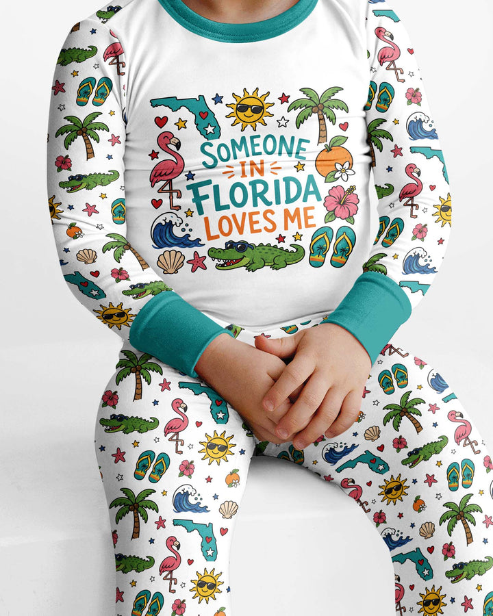Someone in Florida Loves Me Bamboo Two Piece Long Sleeve Pajama Set - Art