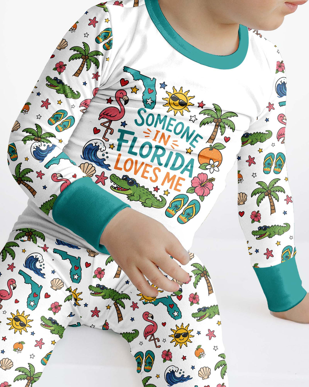 Someone in Florida Loves Me Bamboo Two Piece Long Sleeve Pajama Set - Art