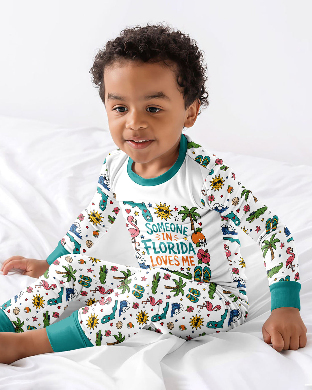 Someone in Florida Loves Me Bamboo Two Piece Long Sleeve Pajama Set - Art