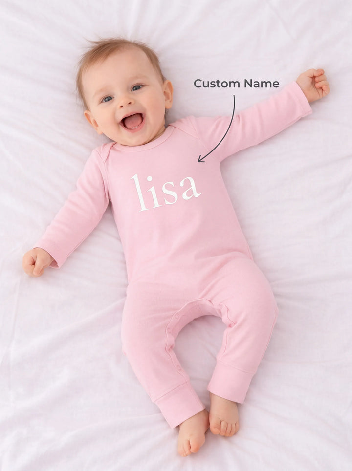 Custom Name Bamboo Full Length Snap Rompers