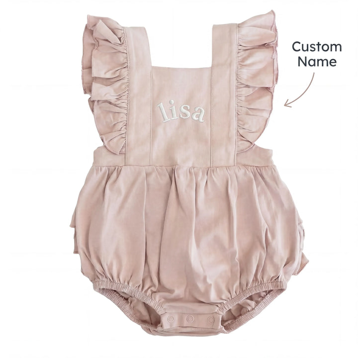Custom Name Cotton Sleeveless Ruffle Bubble Romper