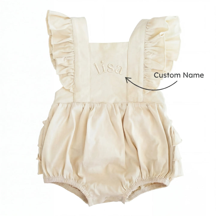 Custom Name Cotton Sleeveless Ruffle Bubble Romper