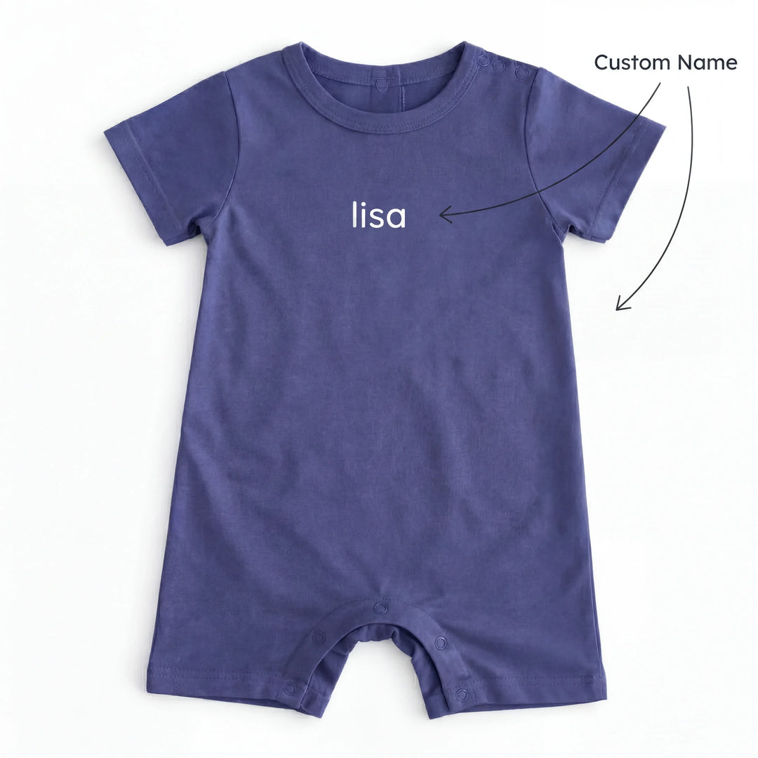 Custom Name Bamboo Short Sleeve Snap Romper