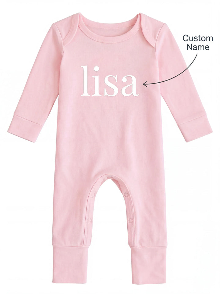 Custom Name Bamboo Full Length Snap Rompers