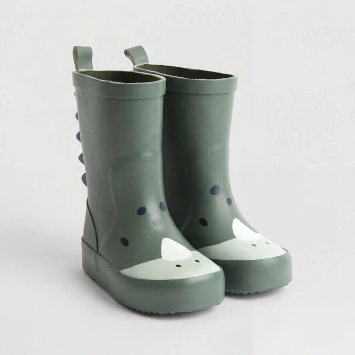Khaki Green Dino Character Wellies