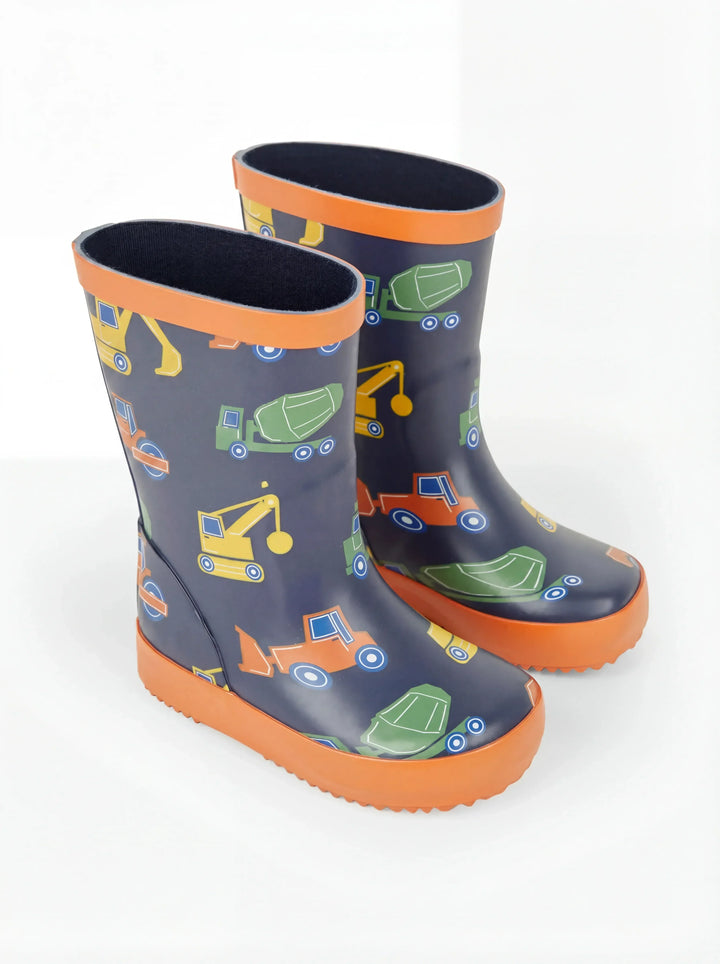Navy Blue Construction Plain Wellies