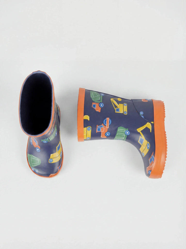 Navy Blue Construction Plain Wellies