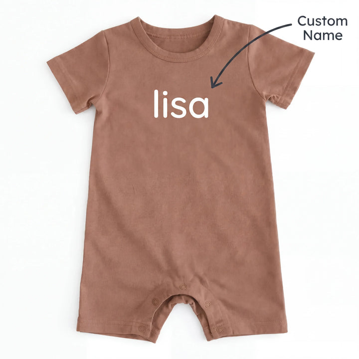 Custom Name Bamboo Short Sleeve Snap Romper