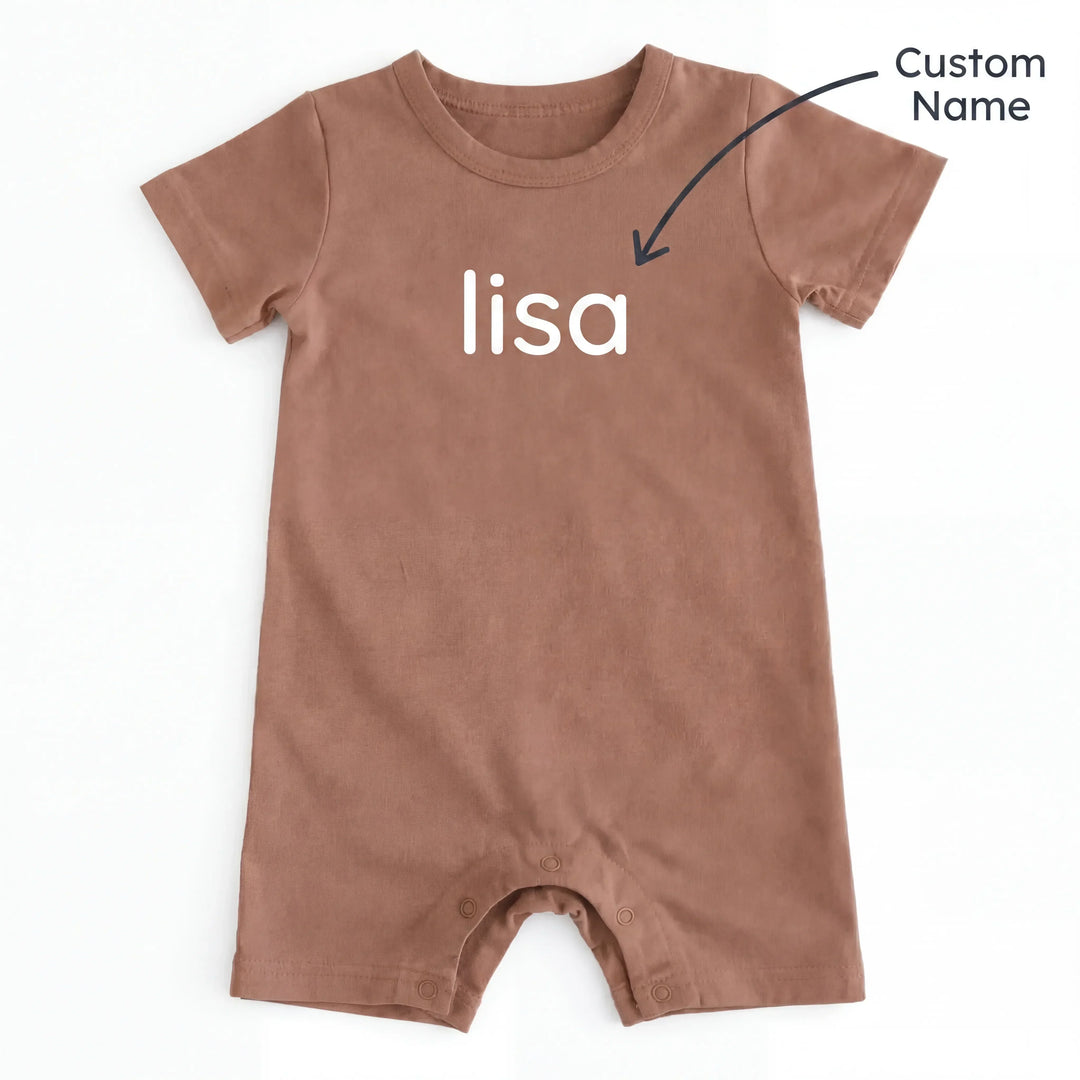 Custom Name Solid Bamboo Short Sleeve Snap Romper