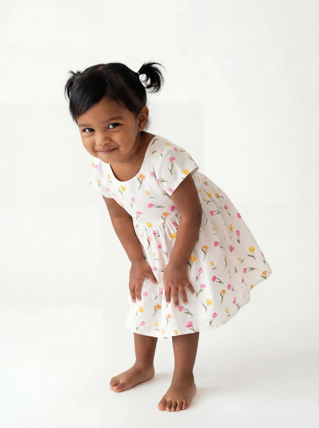 Soft Tulip Floral Spring Garden Bamboo Twirl Dress