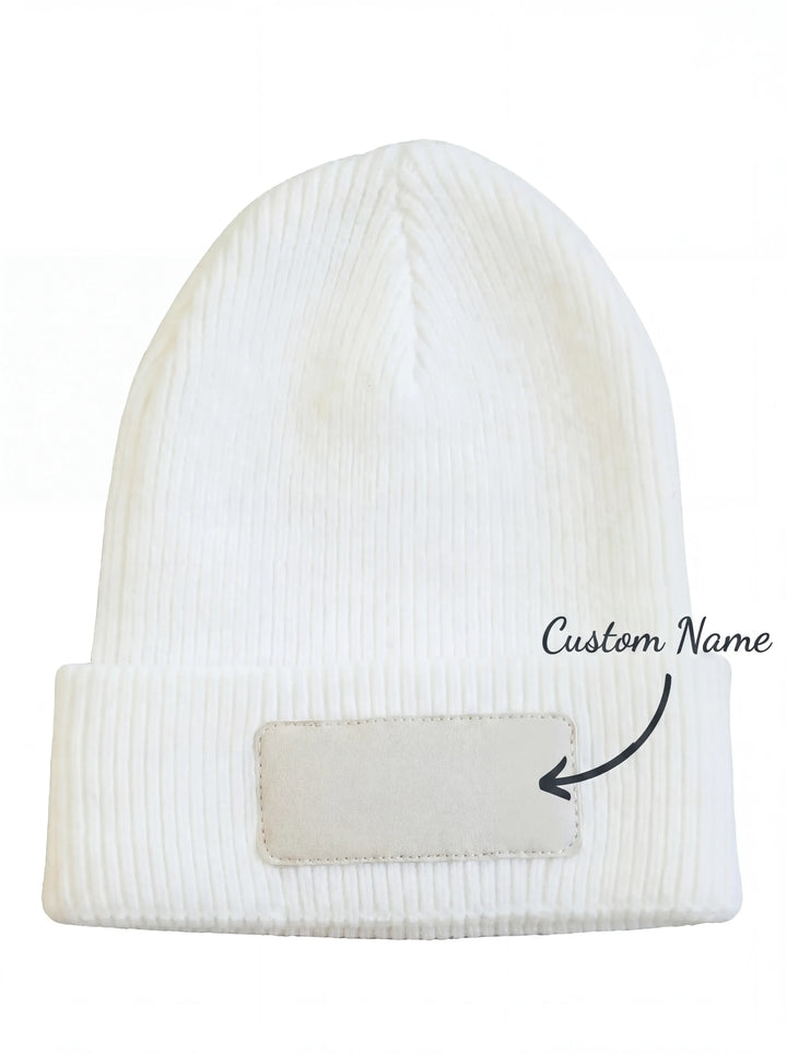 Personalized Leather Patch Beanie