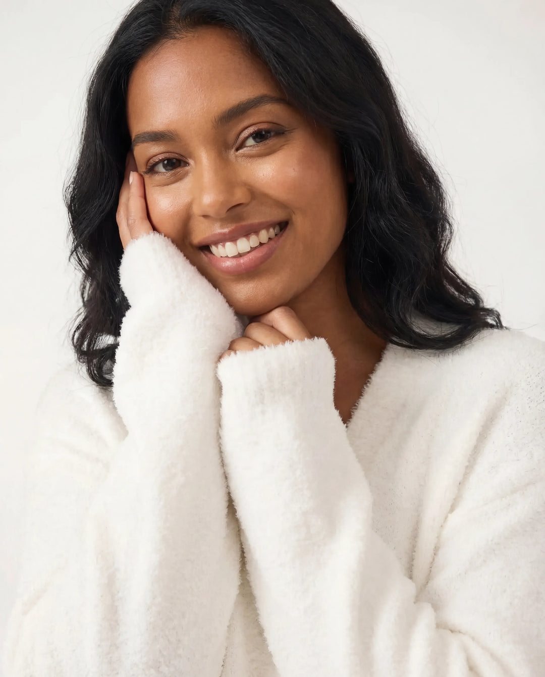 Soft White Bamboo Women Lounge Cardigan