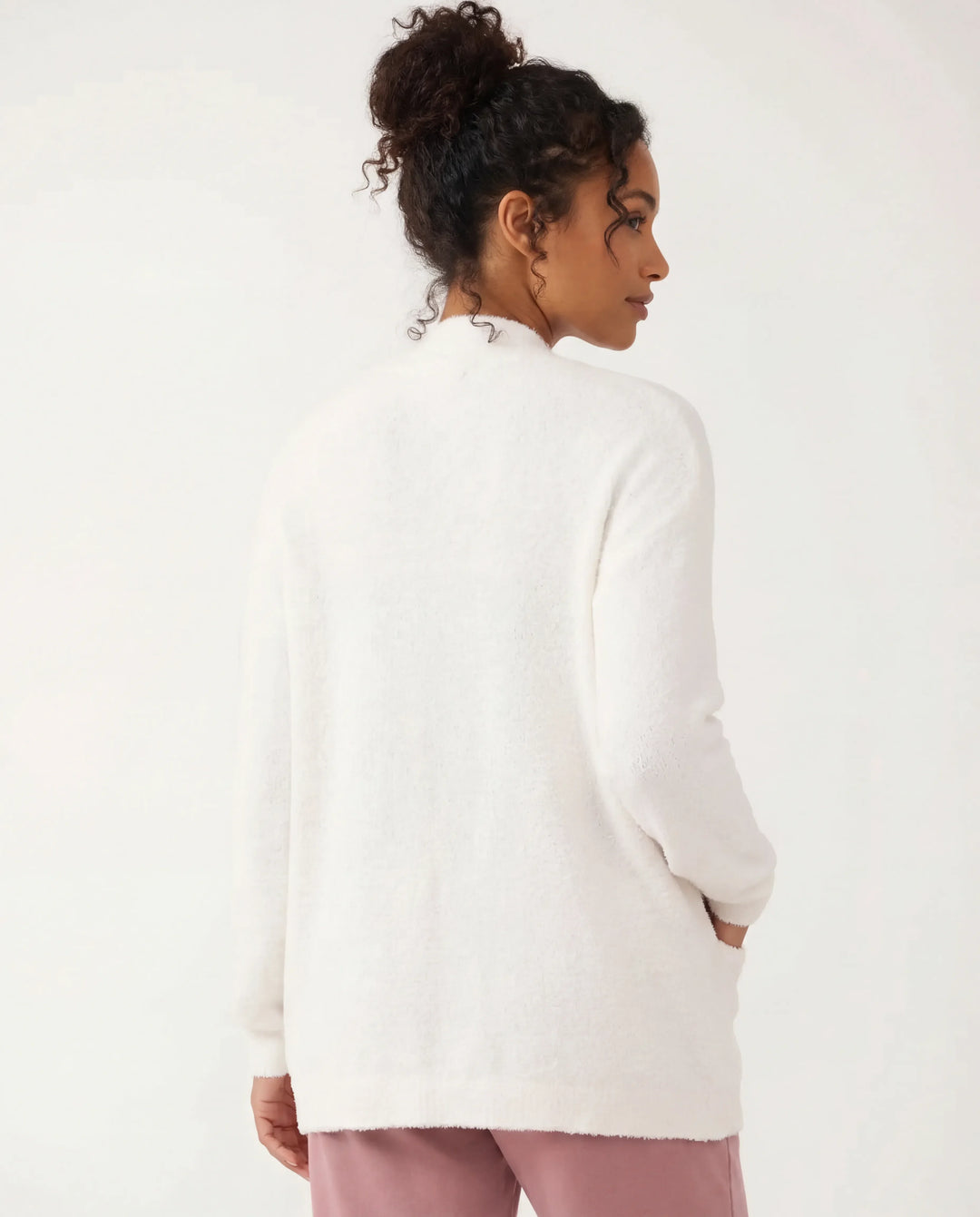 Soft White Bamboo Women Lounge Cardigan
