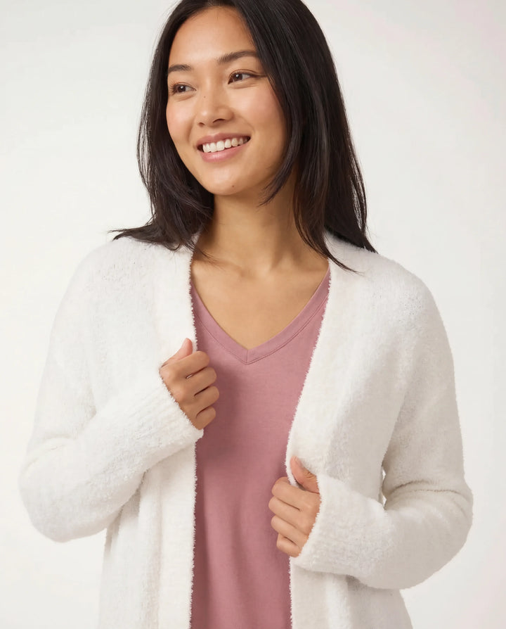 Soft White Bamboo Women Lounge Cardigan