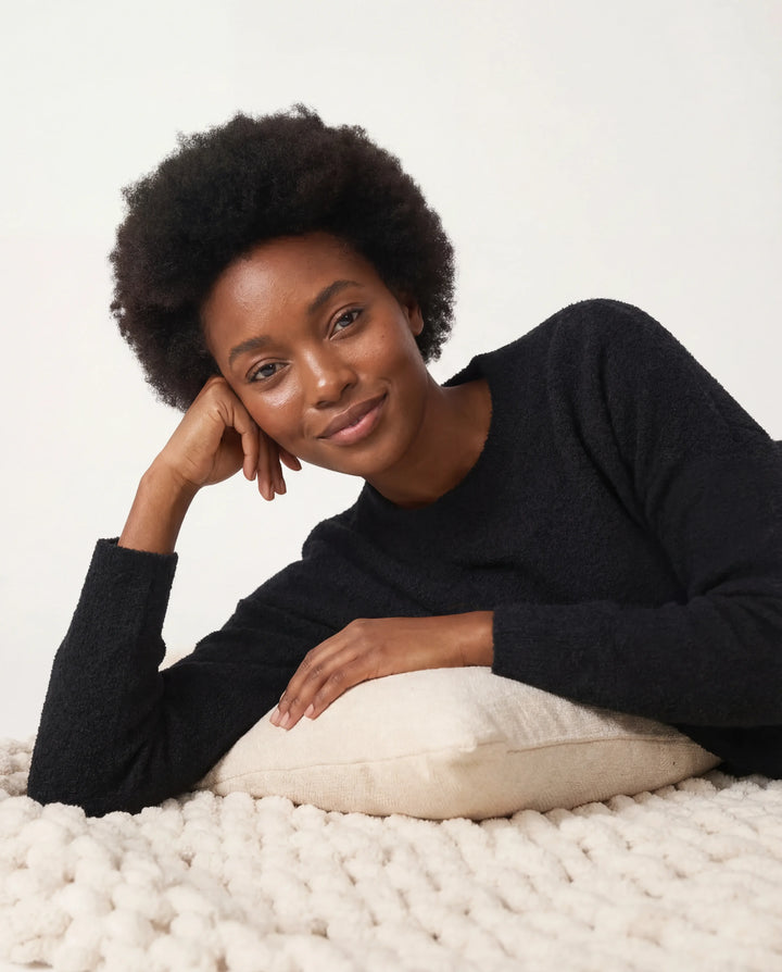 Black Bamboo Women Lounge Pullover