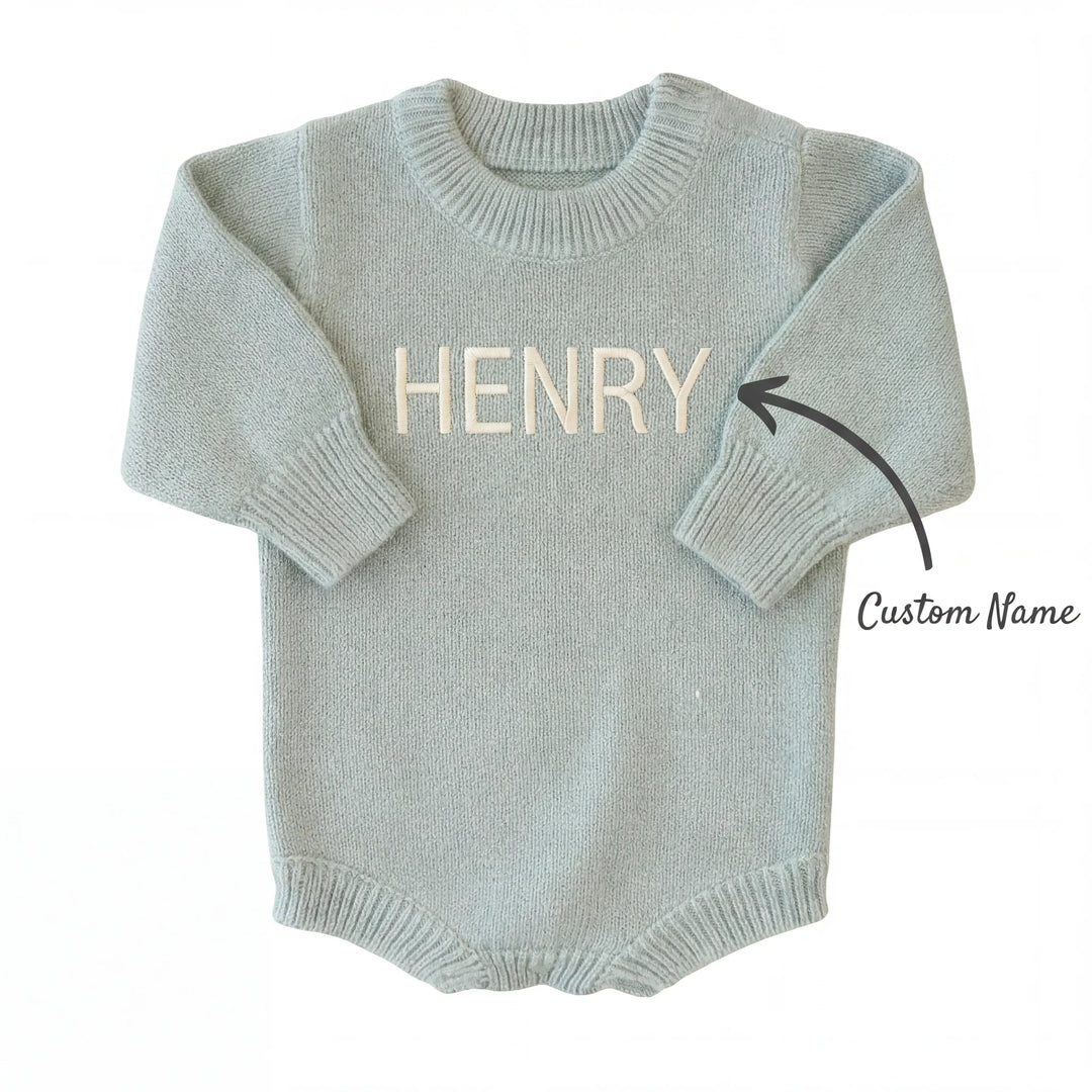 Personalisierter einfarbiger Strickpullover mit Blasenmuster