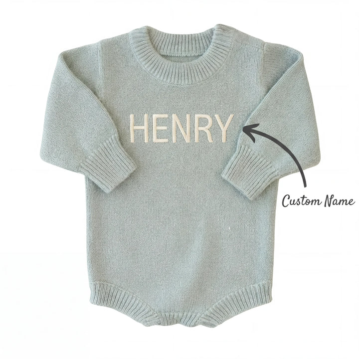 Personalisierter einfarbiger Strickpullover mit Blasenmuster