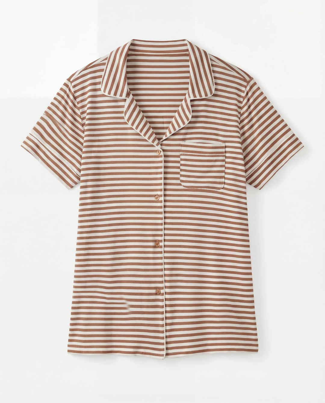 Chestnut Brown Stripe Bamboo Women Short Pajama Set