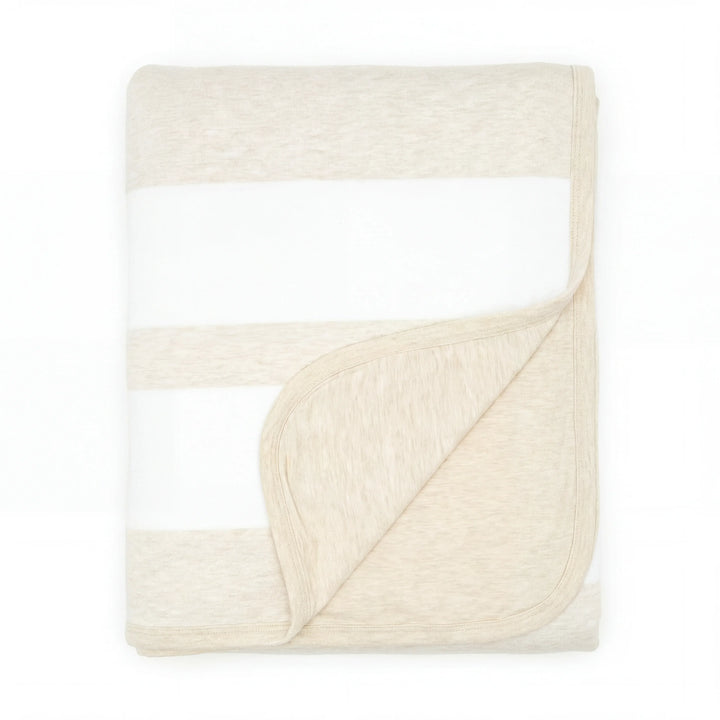 Heather Oatmeal Stripe Bamboo Oversized Cloud Blanket