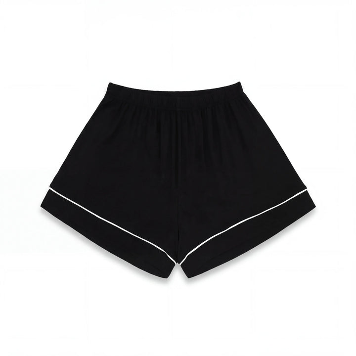 Schwarzes Lavendel-Bambus Damen Kurzes Schlafanzug-Set