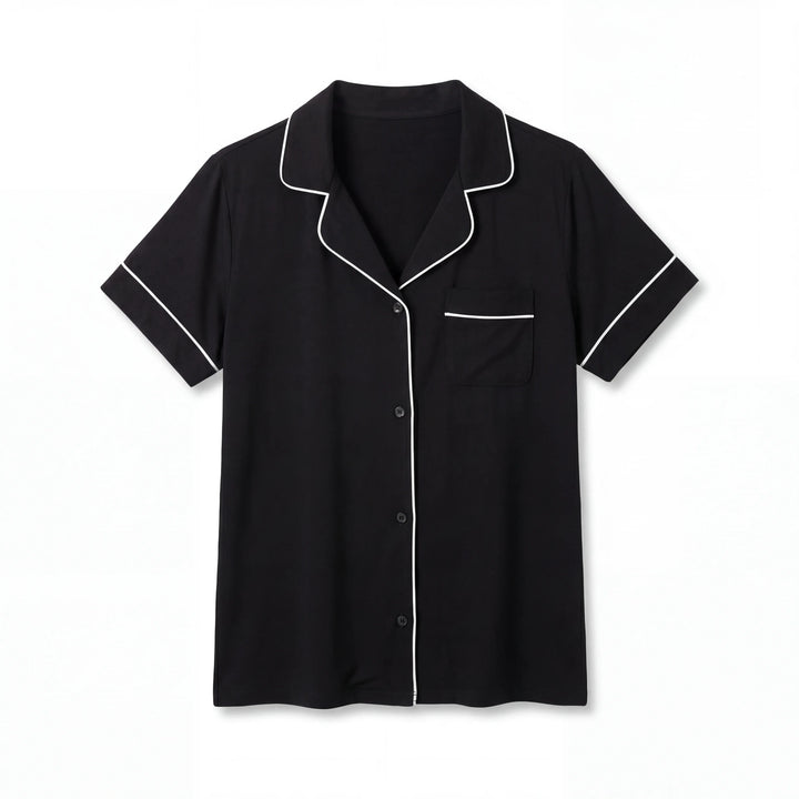 Schwarzes Lavendel-Bambus Damen Kurzes Schlafanzug-Set