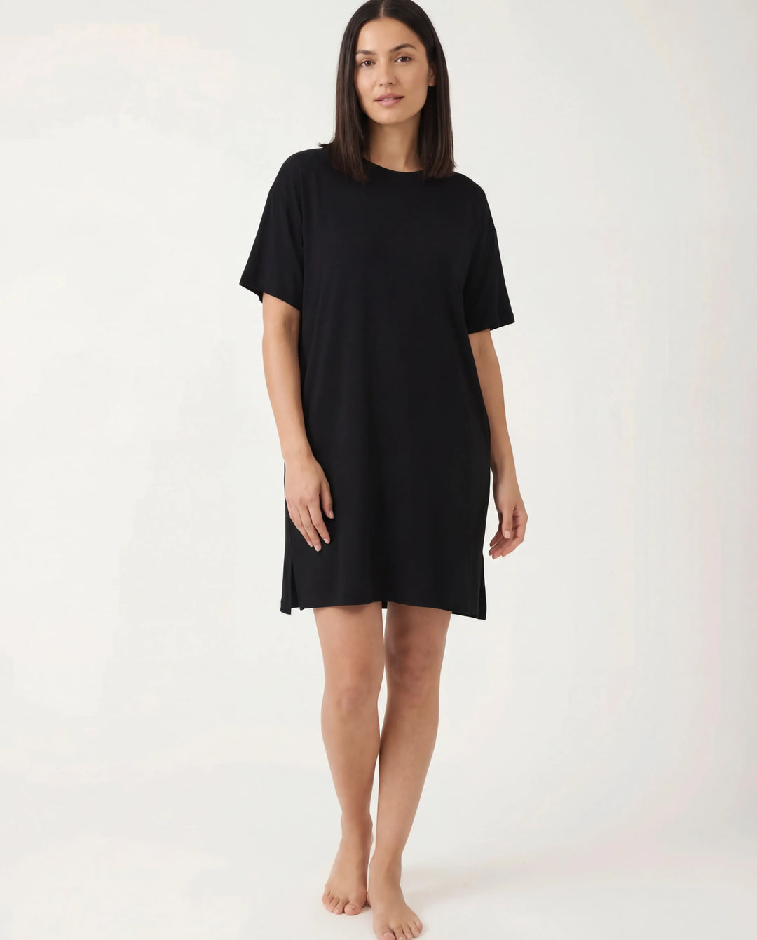 Schwarzes Bambus Lounge-Kleid für Damen