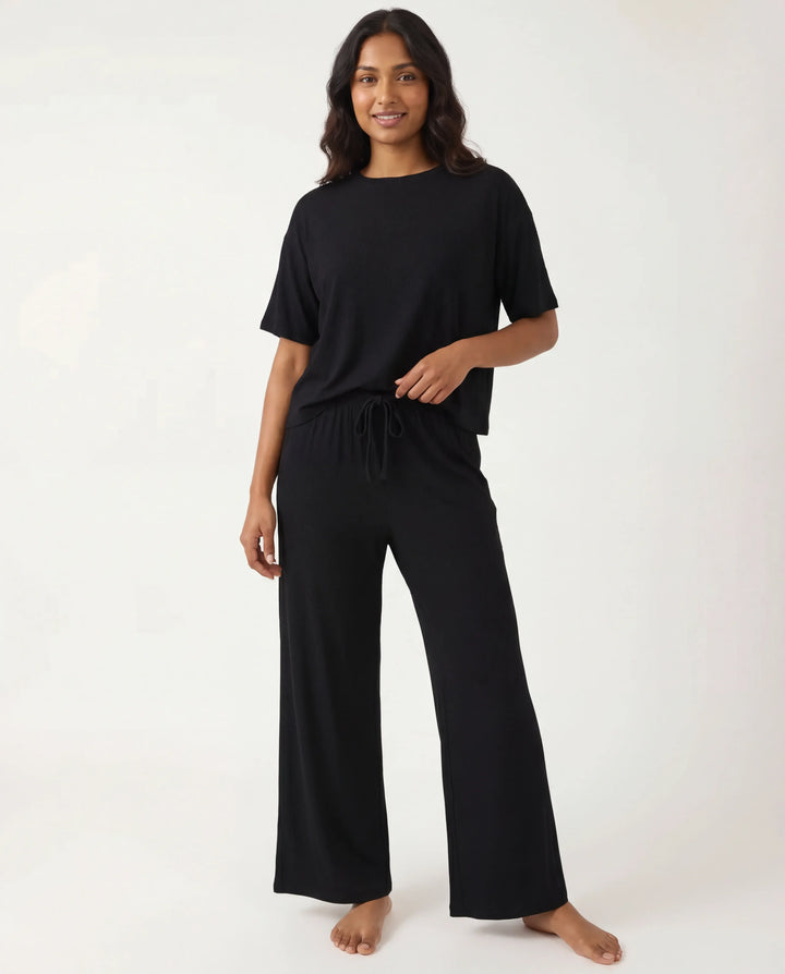 Black Bamboo Women Ribbed T-Shirt